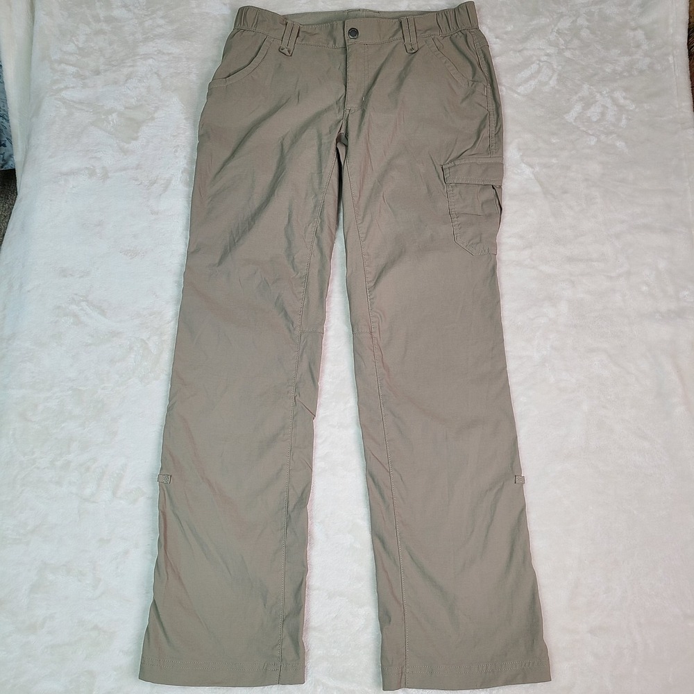 DuluthFlex Dry On The Fly Bootcut Cargo Pants Womens 10x33 Kahki Stretch Roll Up